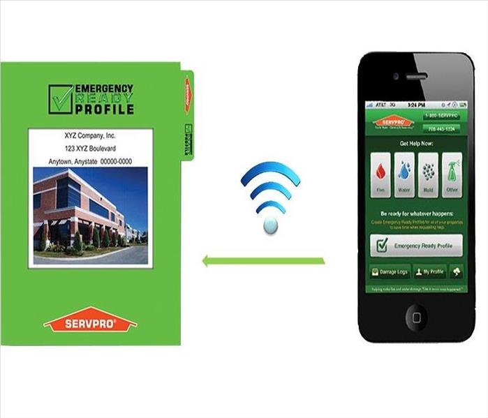 An example of a binder version and a cell phone version of the SERVPRO Emergency Preparedness Program
